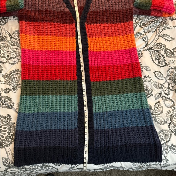 Farm Rio Oversized Long Multicolored Striped Cardigan Gently Loved Some Piling - Picture 5 of 6